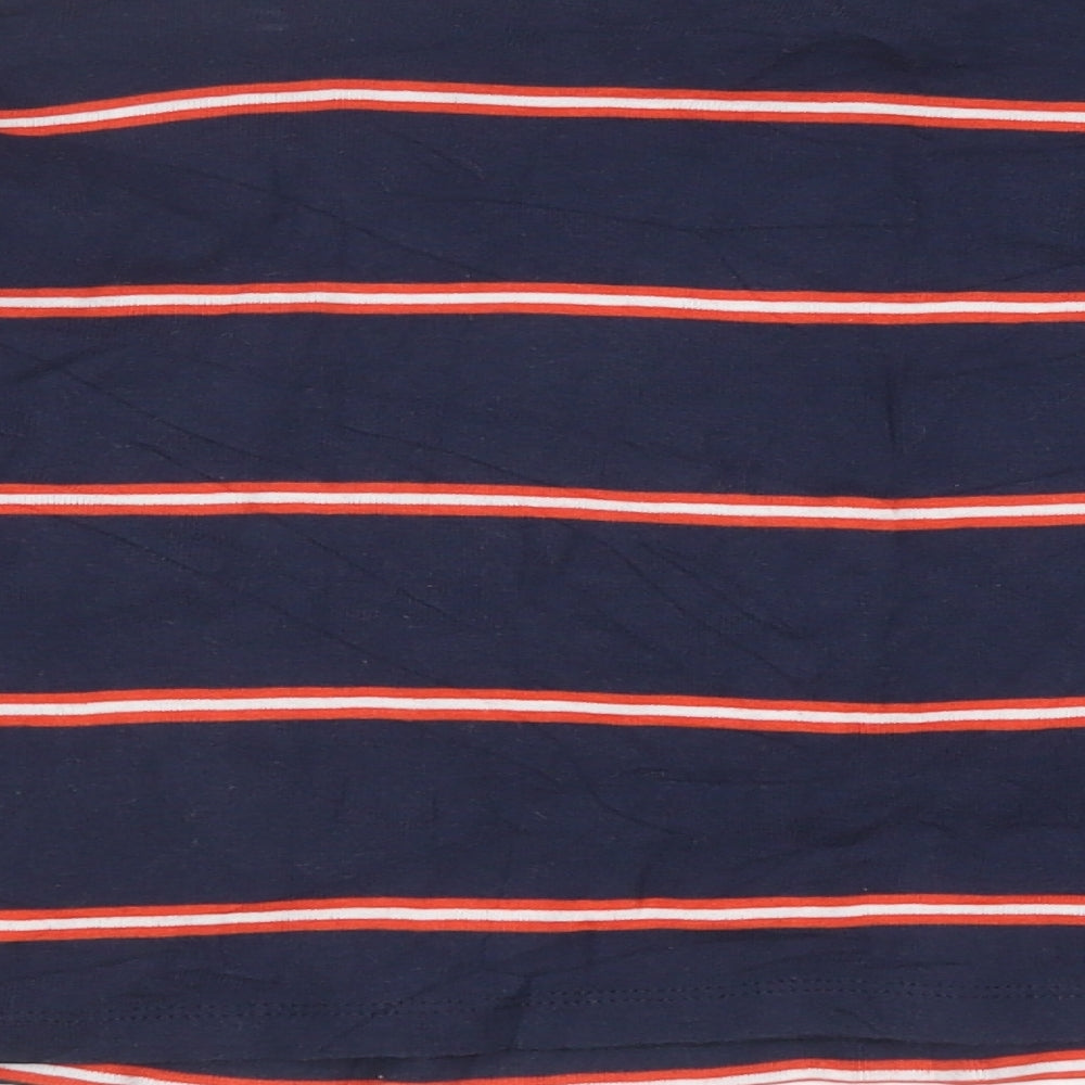 Topshop Womens Multicoloured Striped Polyester Cropped T-Shirt Size 6 Round Neck