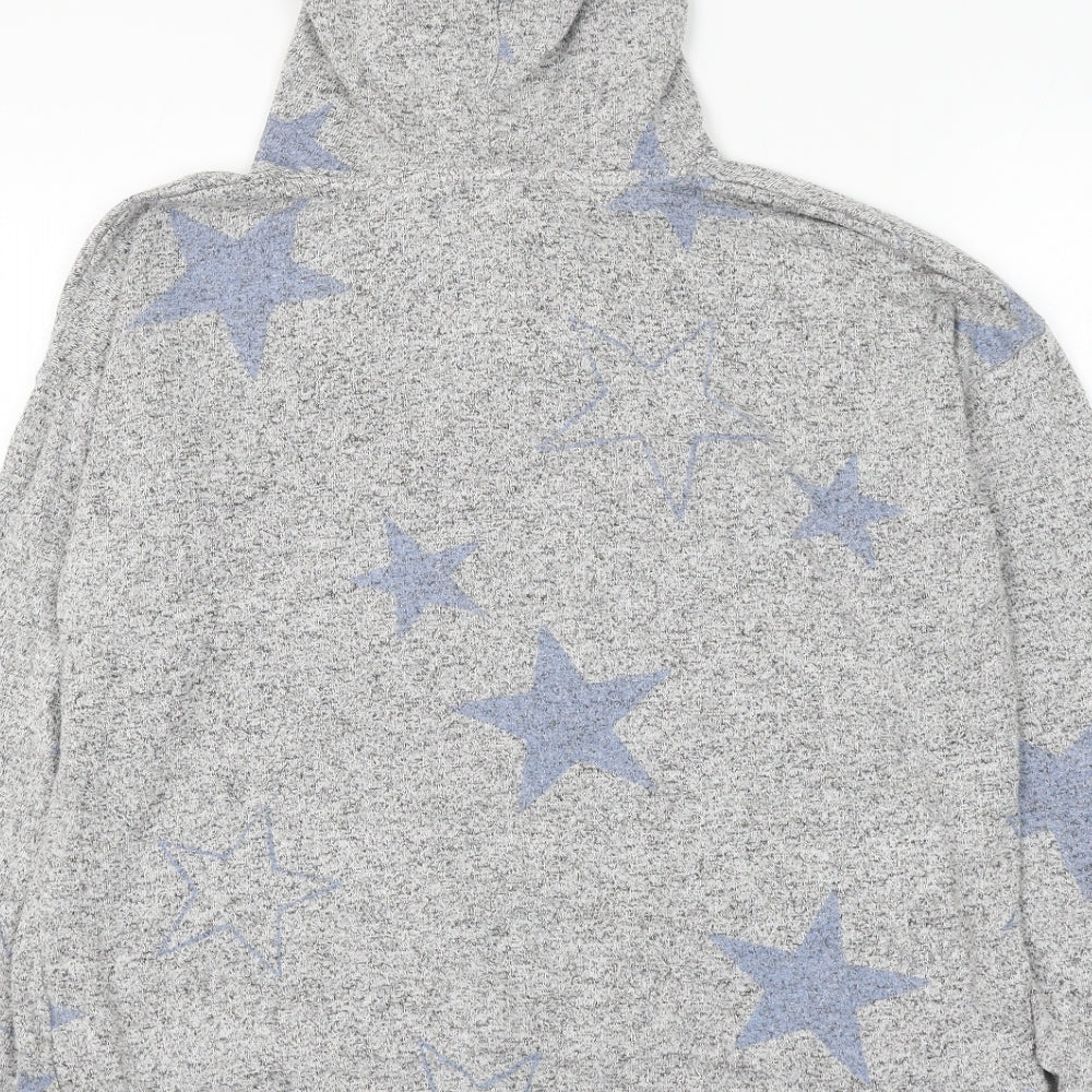 Marks and Spencer Womens Grey Geometric Viscose Pullover Hoodie Size 12 Pullover - Star