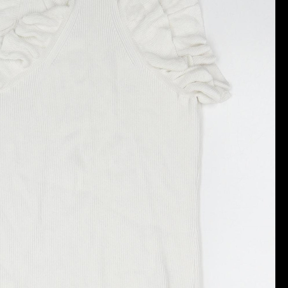 H&M Womens White Mock Neck Acrylic Vest Jumper Size M