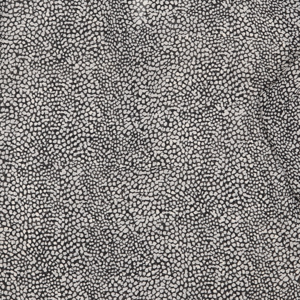 M&Co Womens Grey Animal Print Polyester Basic Blouse Size 14 V-Neck