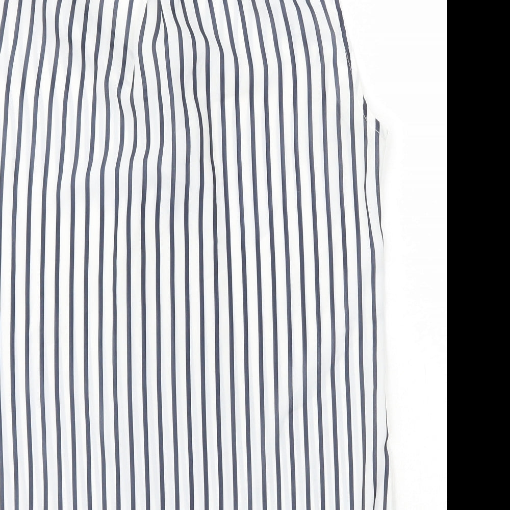 H&M Womens White Striped Polyester Basic Tank Size 8 V-Neck - Neck Tie