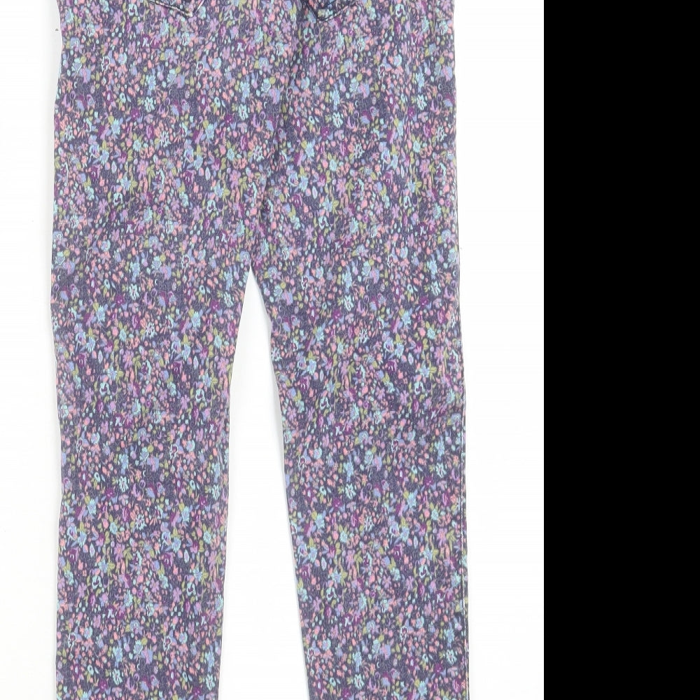 Preworn Womens Multicoloured Floral Cotton Cropped Jeans Size M L25 in Regular Button