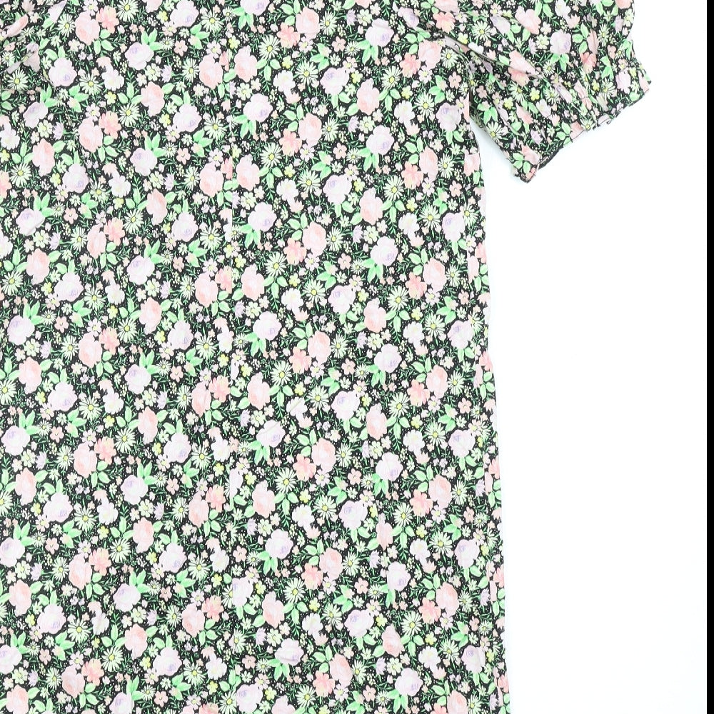 George Womens Multicoloured Floral Cotton A-Line Size 10 Square Neck Pullover