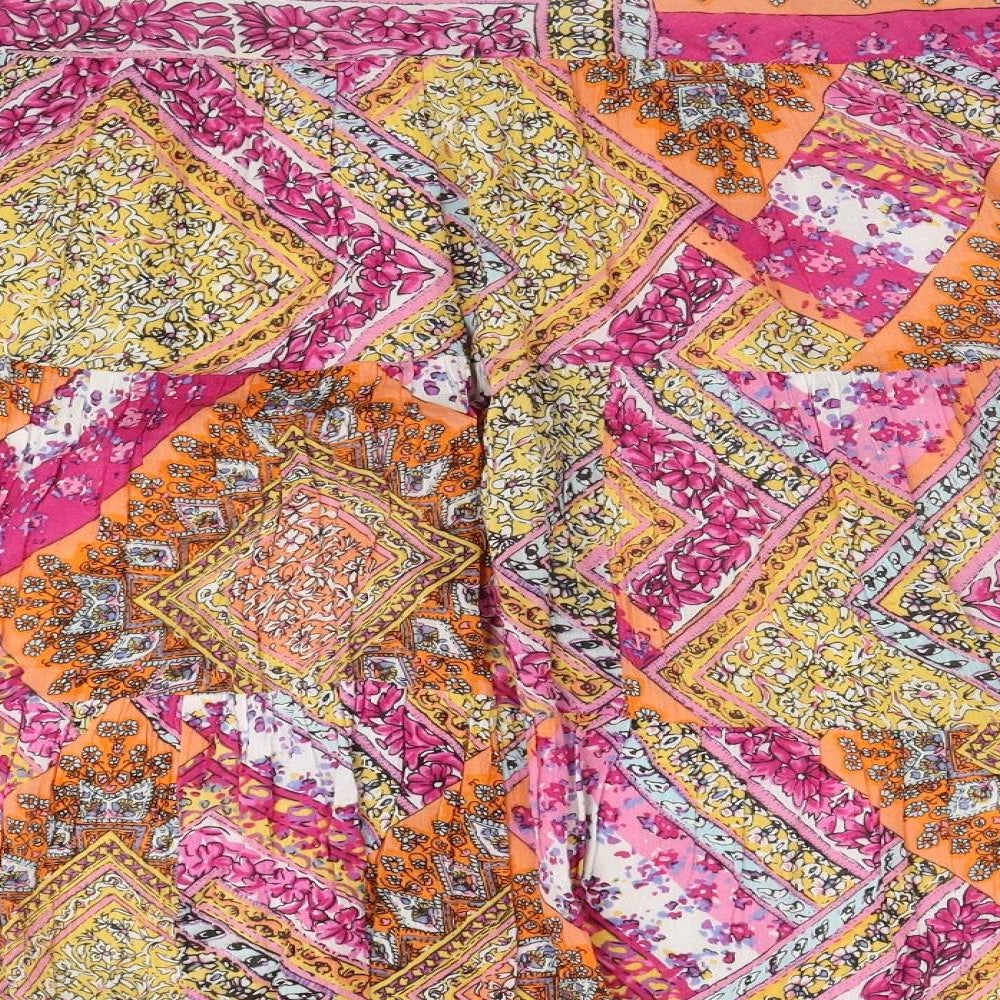 American Living Womens Multicoloured Floral Cotton Pleated Skirt Size M Zip