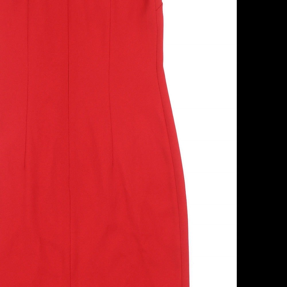 The Collection Womens Red Polyester Pencil Dress Size 12 Boat Neck Zip