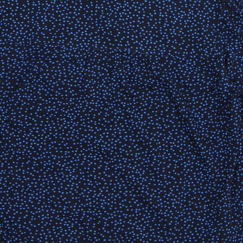 Marks and Spencer Womens Blue Polka Dot Viscose Basic Blouse Size 10 Collared