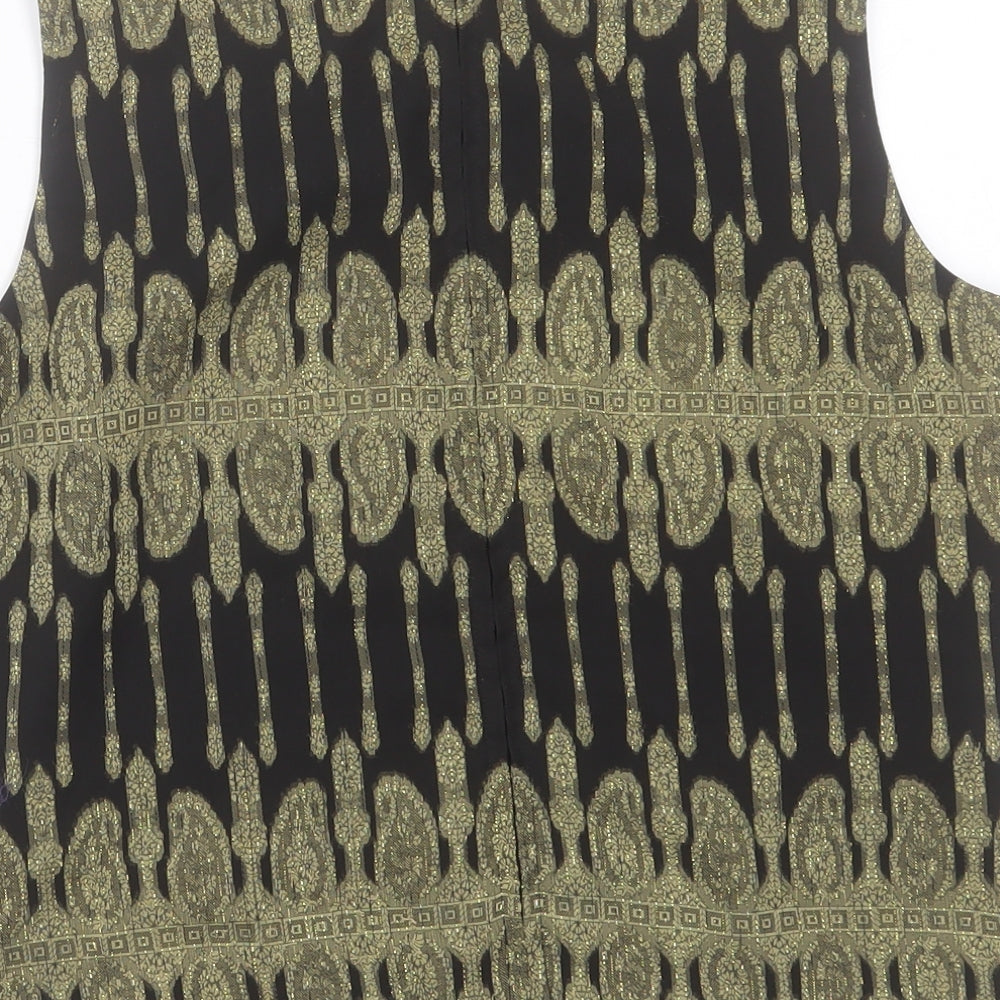 NEXT Womens Gold Geometric Polyester Basic Tank Size 12 Boat Neck