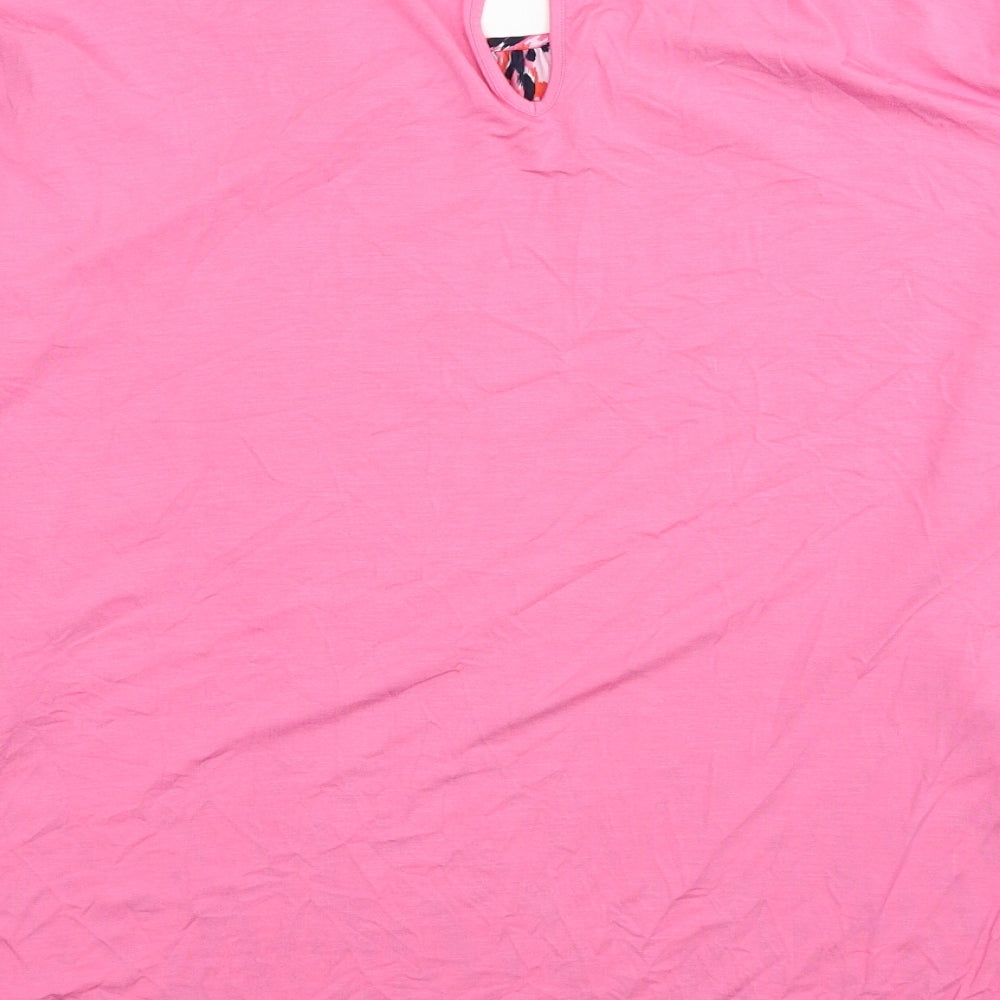 Marks and Spencer Womens Pink Animal Print Polyester Basic Blouse Size 16 Round Neck - Leopard Print