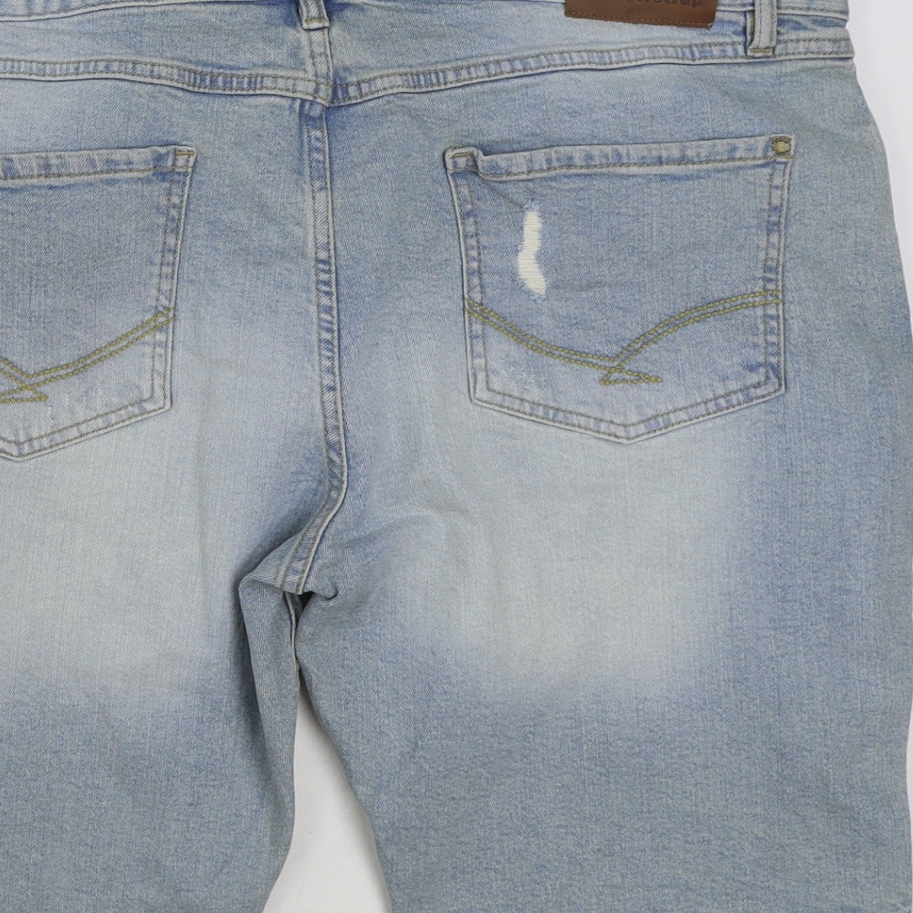 Firetrap Mens Blue Cotton Chino Shorts Size XL L10 in Regular Button