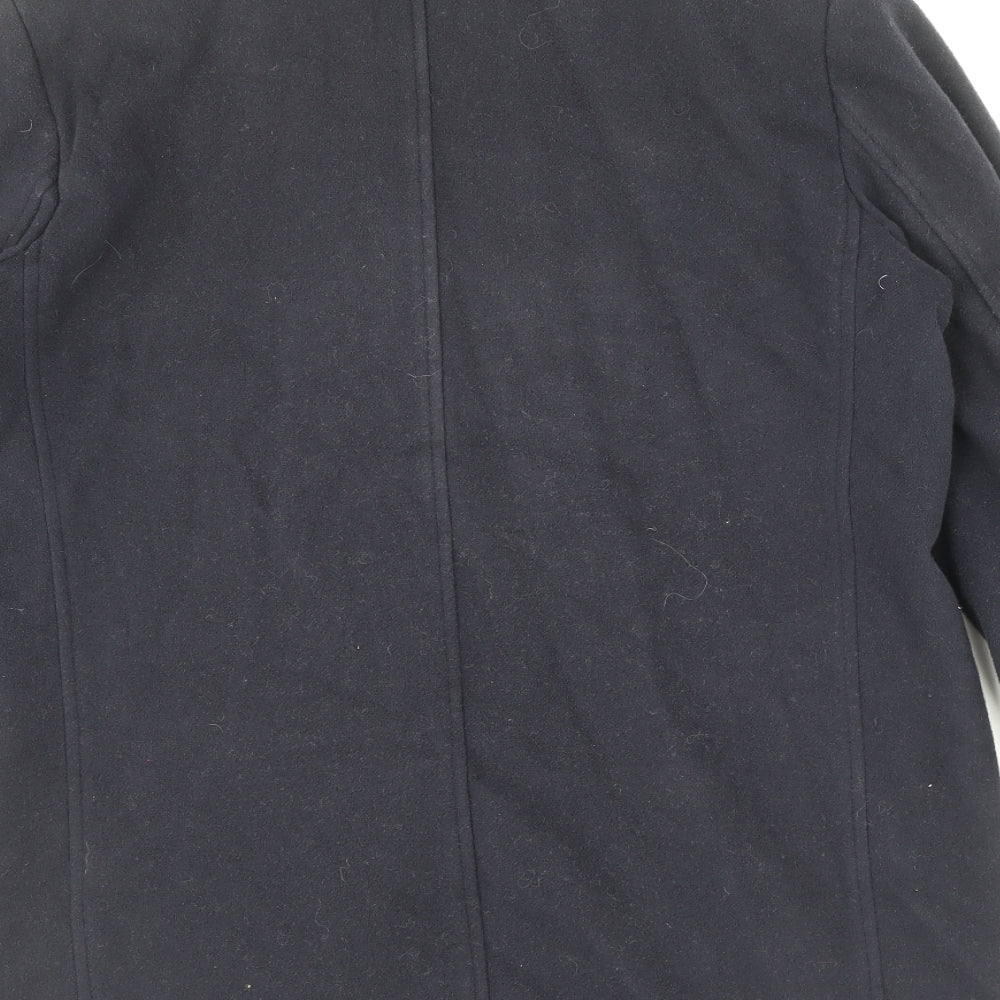 Marks and Spencer Womens Black Pea Coat Coat Size 14 Button