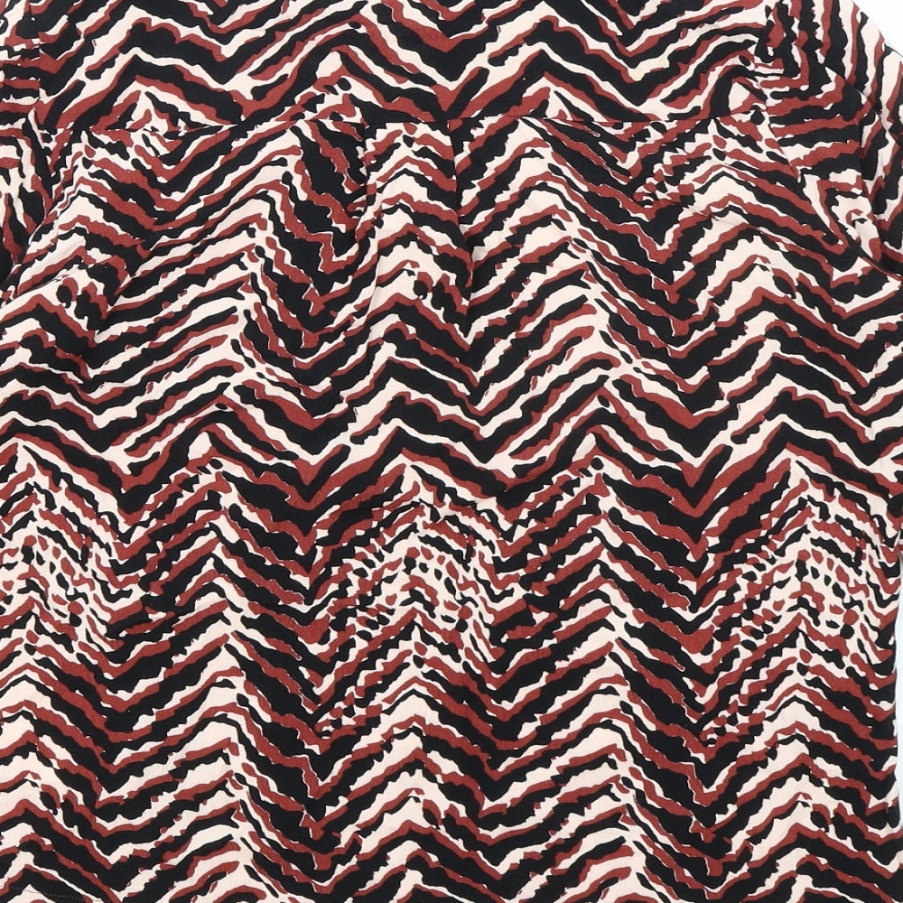 Oliver Bonas Womens Multicoloured Geometric Viscose Basic Button-Up Size 6 Collared
