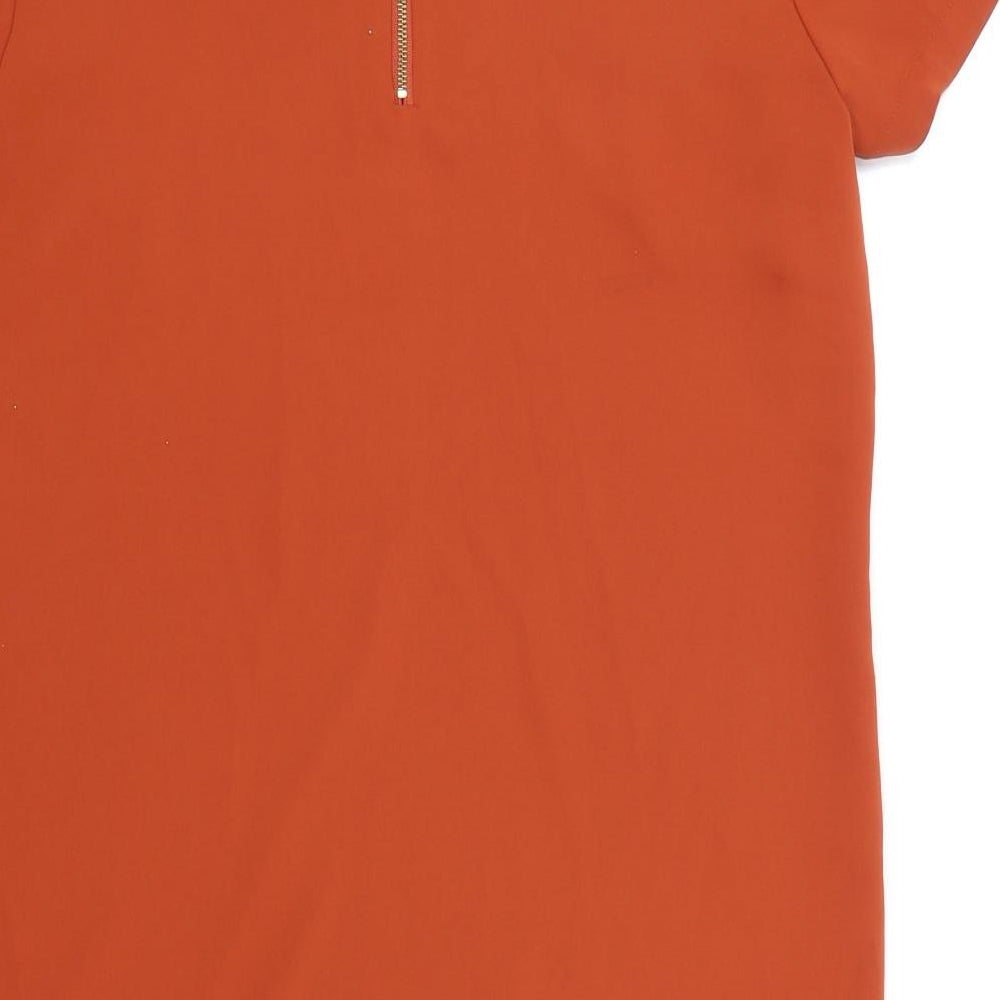 Tahari Womens Orange Polyester Basic Blouse Size 12 Boat Neck