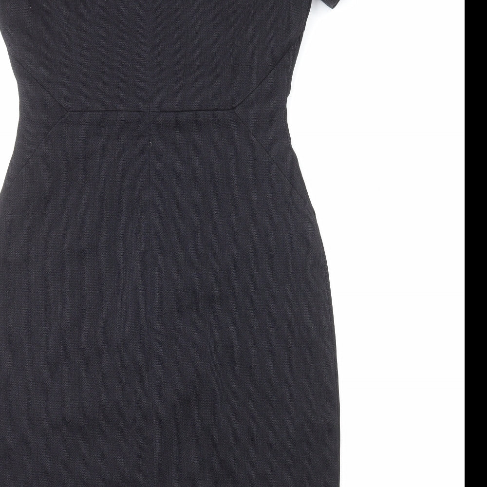 Papaya Womens Black Polyester Pencil Dress Size 10 Scoop Neck Zip