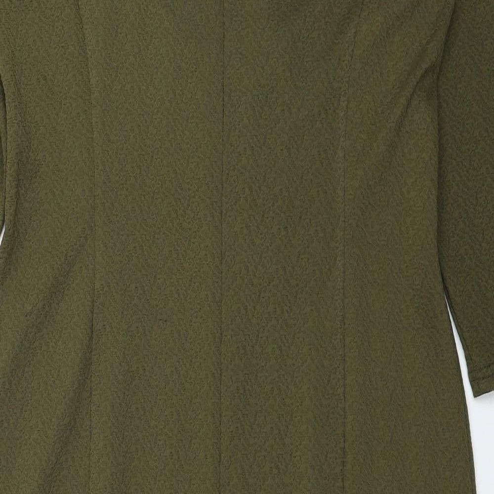 Simon Jeffrey Womens Green Polyester Pencil Dress Size 12 Round Neck Zip