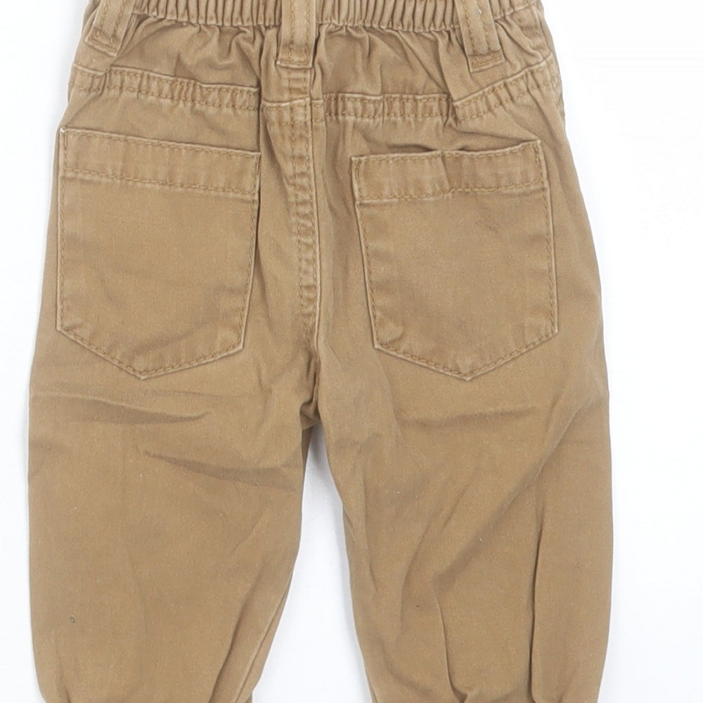 Earlydays Boys Brown Cotton Jogger Jeans Size 6-9 Months Button