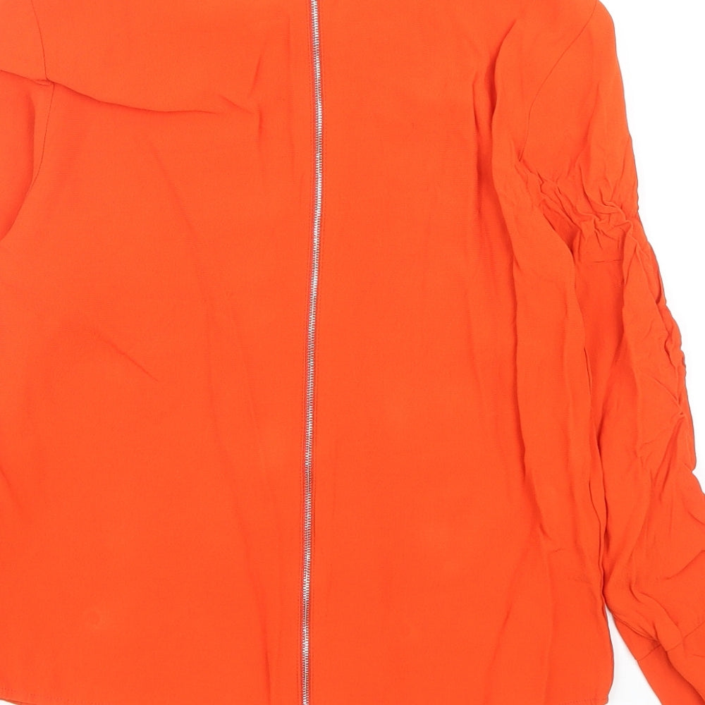 Zara Womens Orange Viscose Basic Blouse Size XS Round Neck