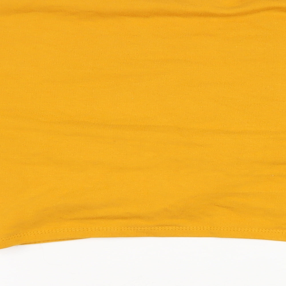 Divided Womens Yellow Cotton Cropped T-Shirt Size M Round Neck - Twist Detail