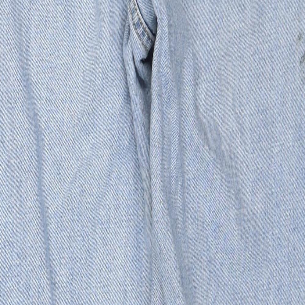 Topshop Mens Blue Cotton Straight Jeans Size 30 in L32 in Regular Zip