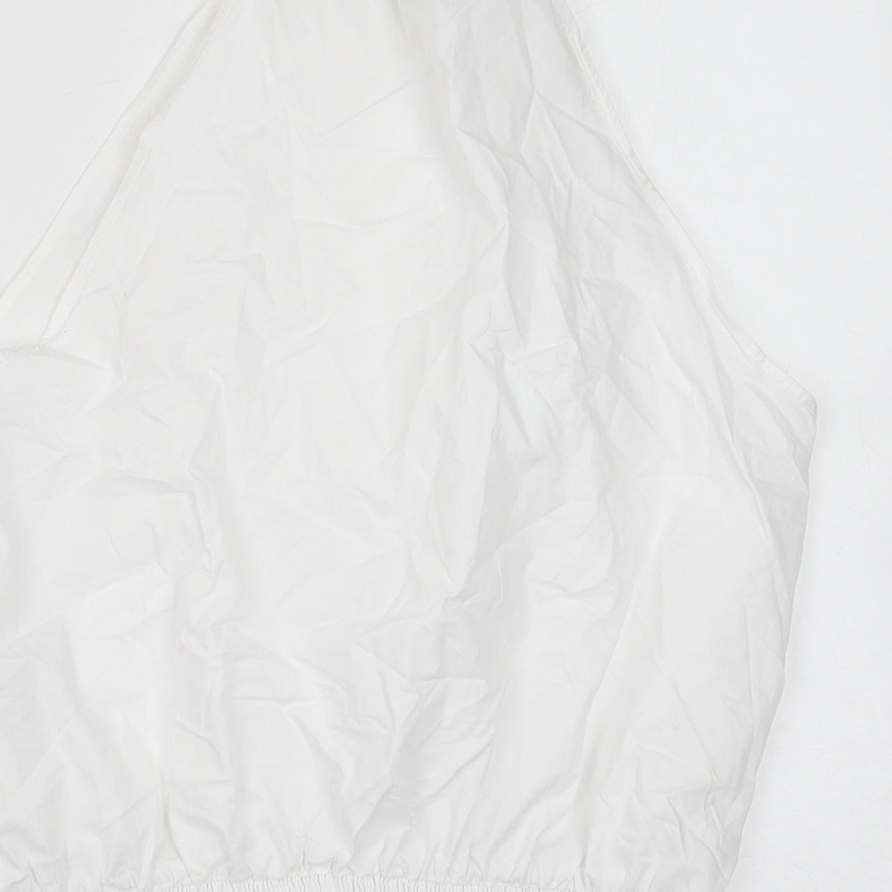 New Look Womens White Cotton Cropped Tank Size 10 Round Neck