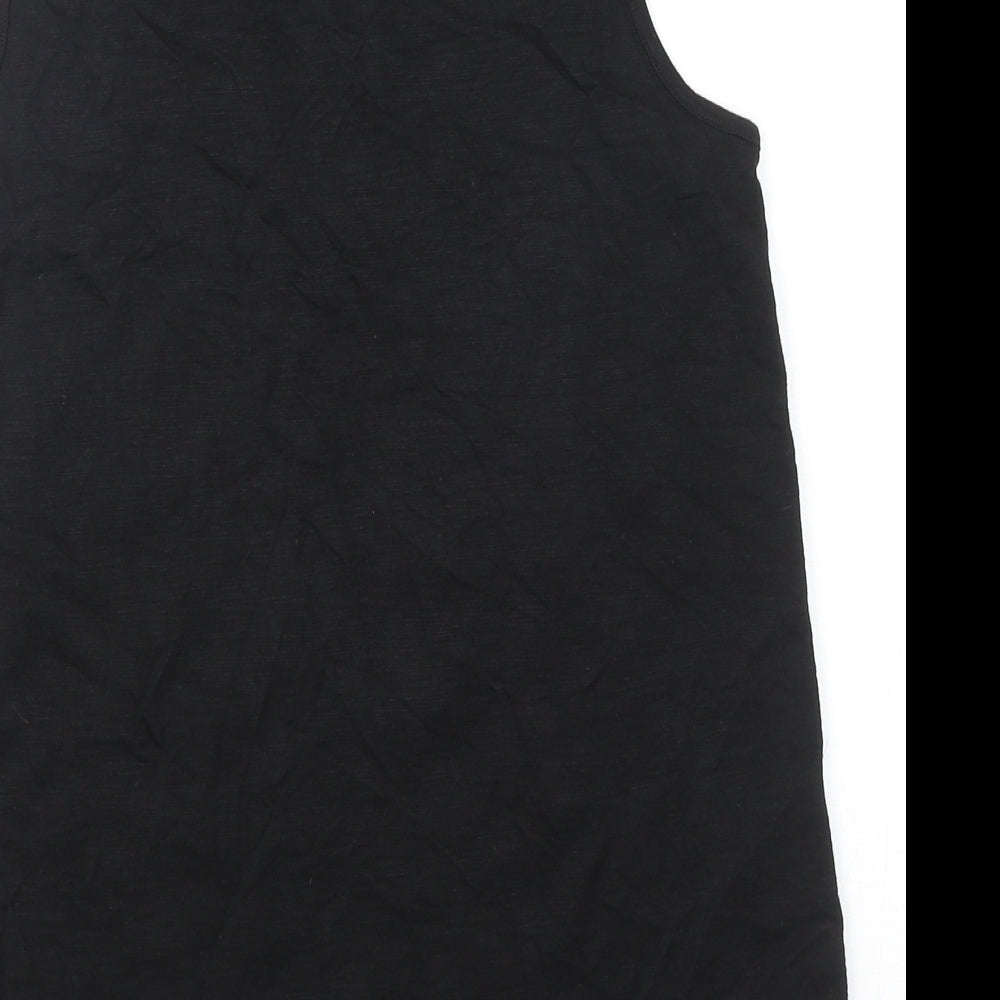 George Womens Black Geometric Viscose Basic Blouse Size 10 Round Neck