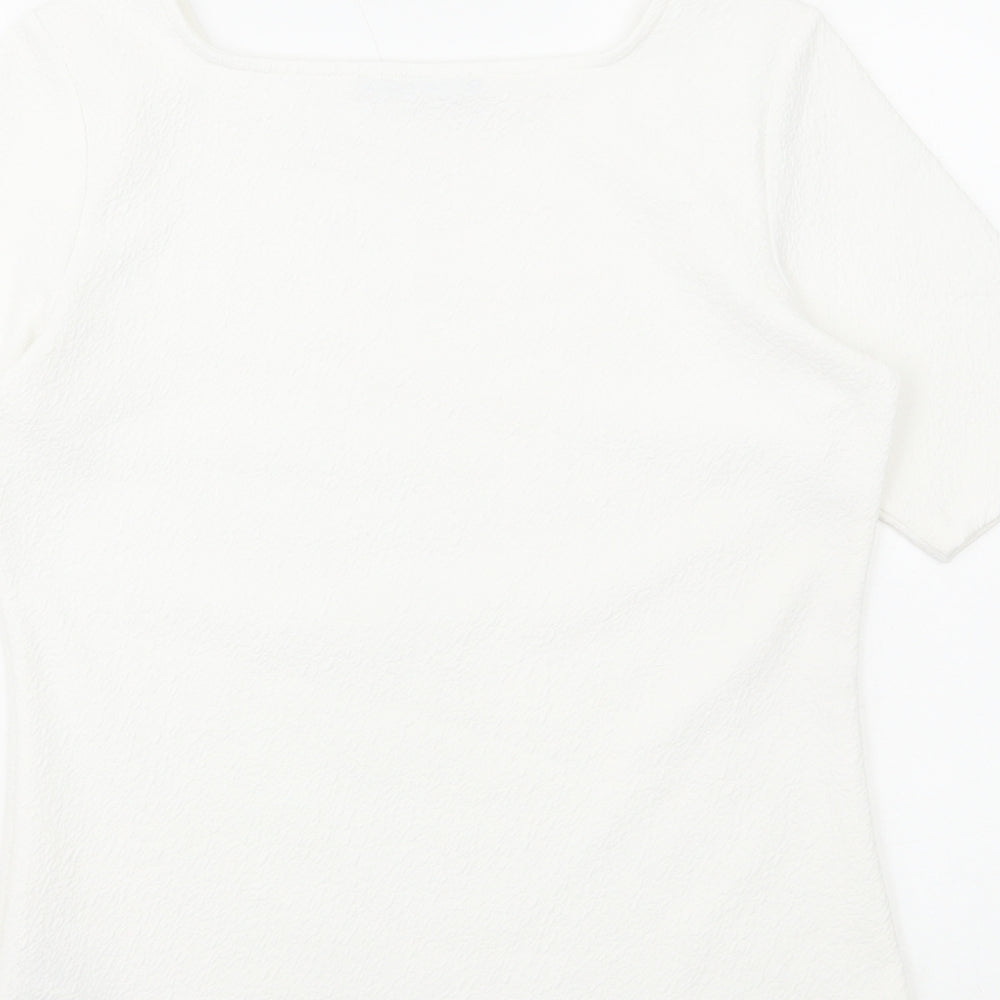 Marks and Spencer Womens White Polyester Basic Blouse Size 12 Square Neck
