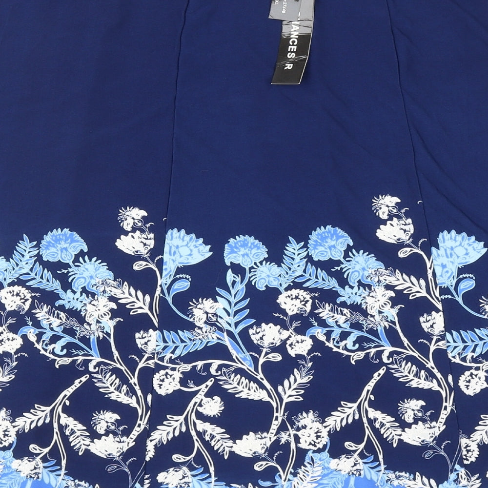 Chances R Womens Blue Geometric Polyester A-Line Skirt Size XL