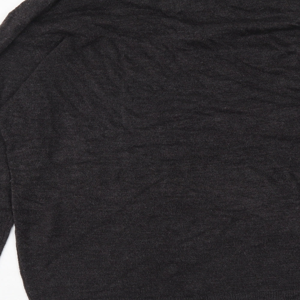 Easy Mens Grey V-Neck Acrylic Pullover Jumper Size M