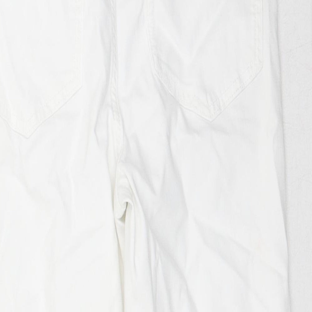 Marks and Spencer Womens White Cotton Straight Jeans Size 8 L21 in Regular Button