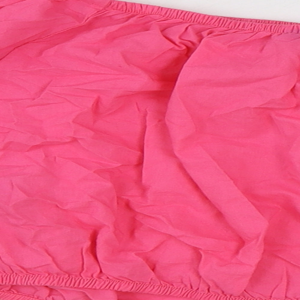 Marks and Spencer Womens Pink Floral 100% Cotton Cropped Blouse Size 18 Off the Shoulder