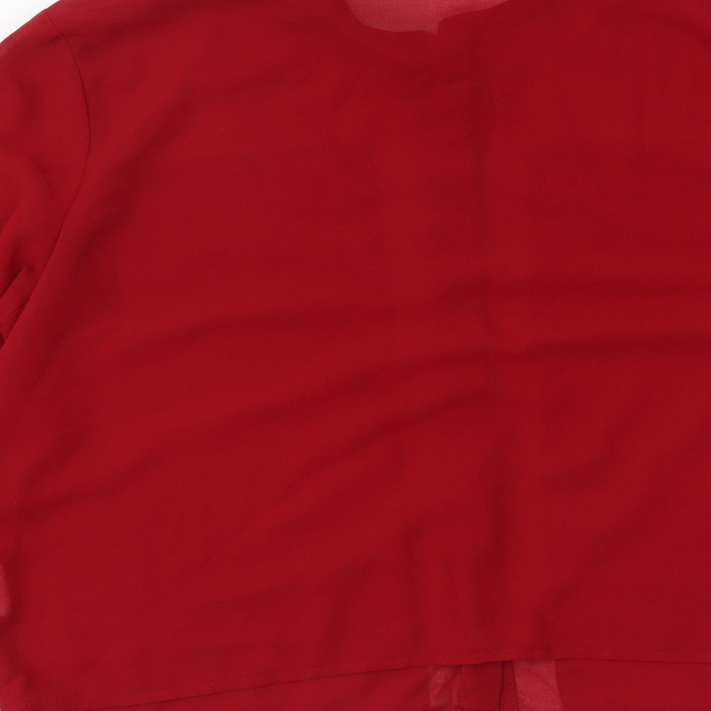 ELA Womens Red Polyester Basic Button-Up Size 12 Round Neck