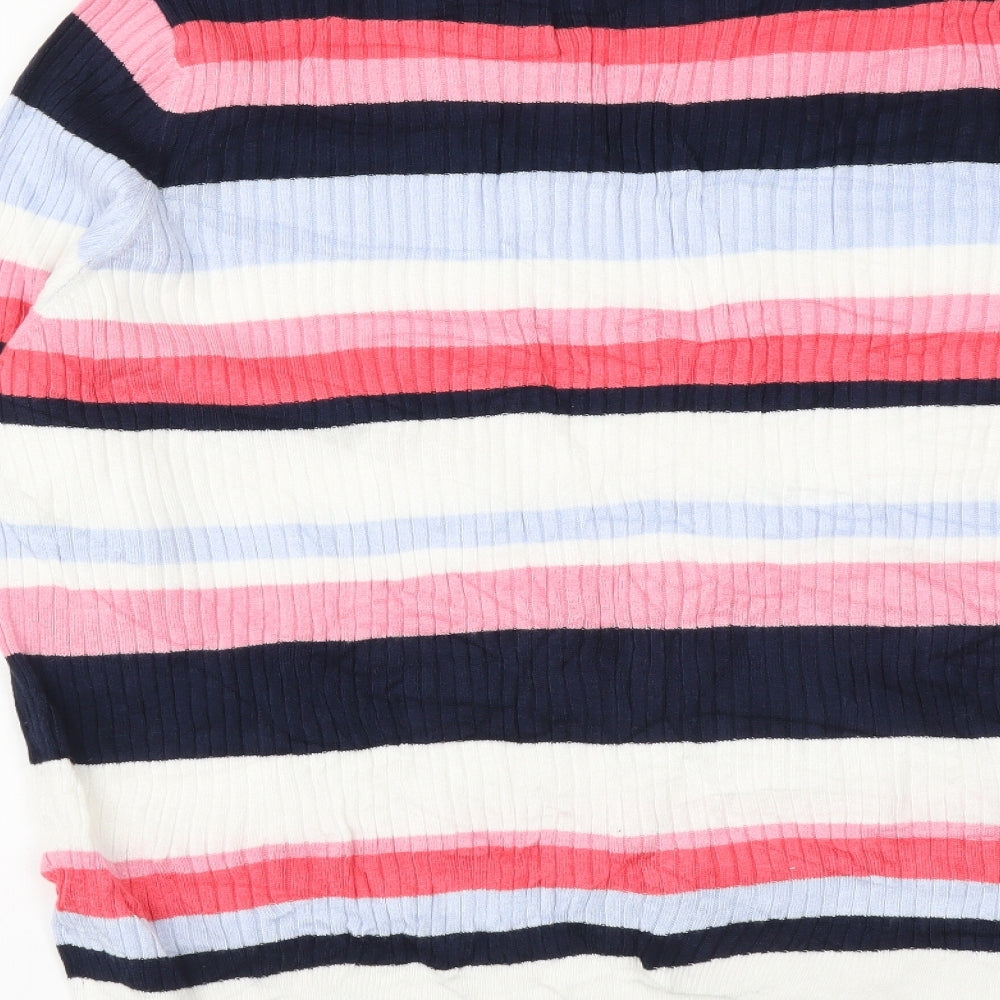 Marks and Spencer Womens Multicoloured Round Neck Striped Viscose Pullover Jumper Size 20