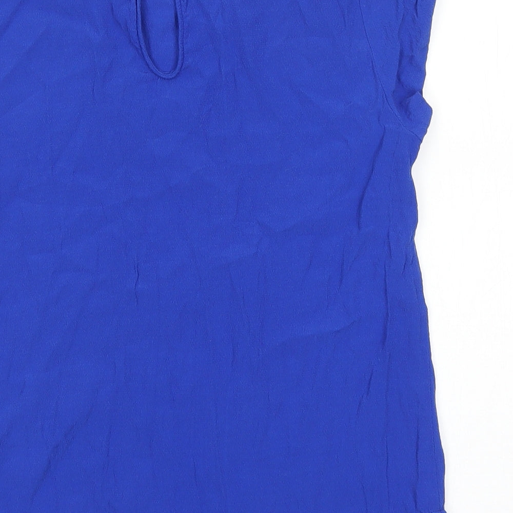 H&M Womens Blue Viscose Basic T-Shirt Size 4 Round Neck