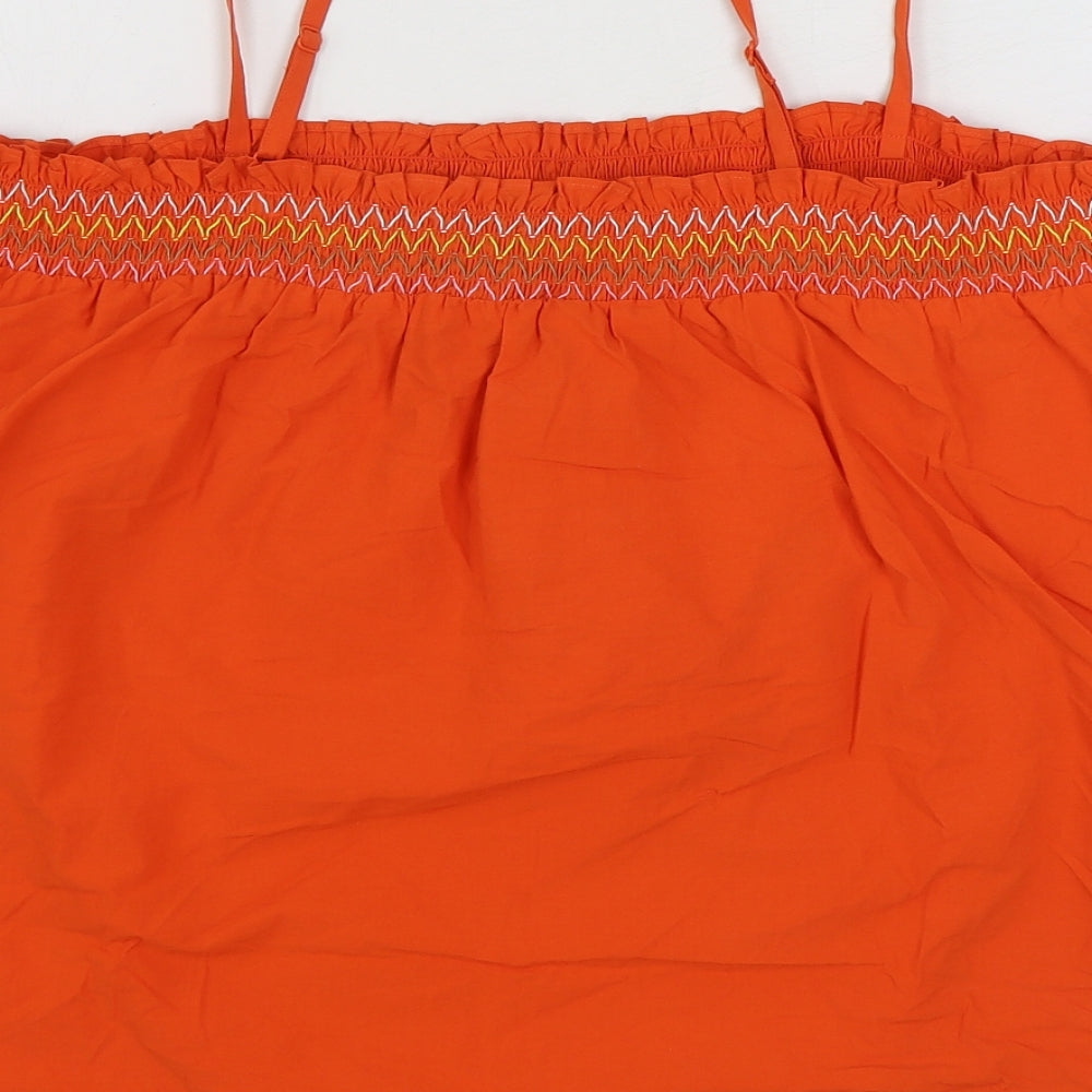 Marks and Spencer Womens Orange 100% Cotton Basic Tank Size 22 Square Neck