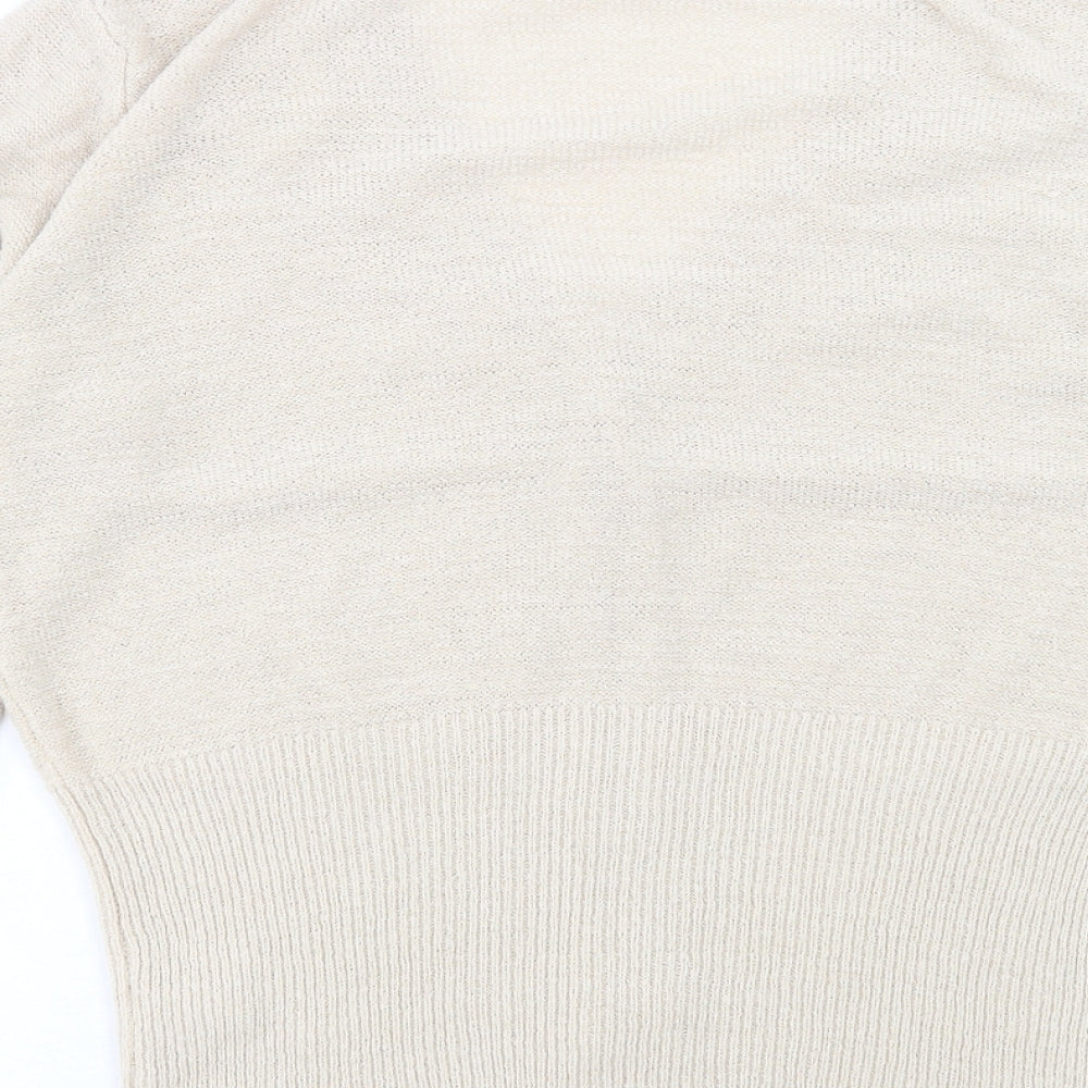 Bonmarché Womens Beige V-Neck Acrylic Cardigan Jumper Size M