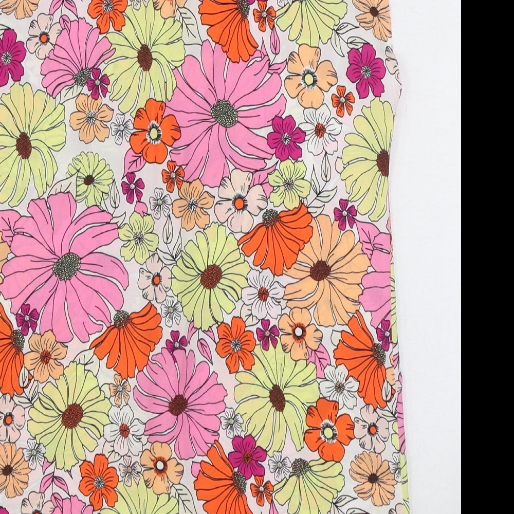 Marks and Spencer Womens Multicoloured Floral Polyester Basic Tank Size 6 V-Neck