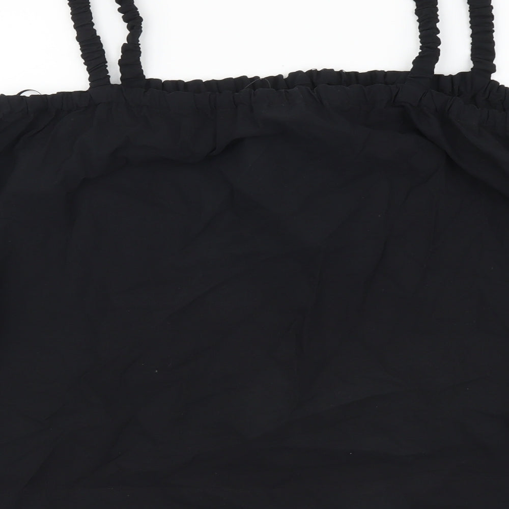 Marks and Spencer Womens Black Cotton Cropped Tank Size 14 Off the Shoulder