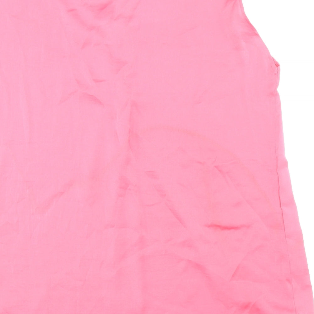 Marks and Spencer Womens Pink Polyester Basic Blouse Size 16 V-Neck