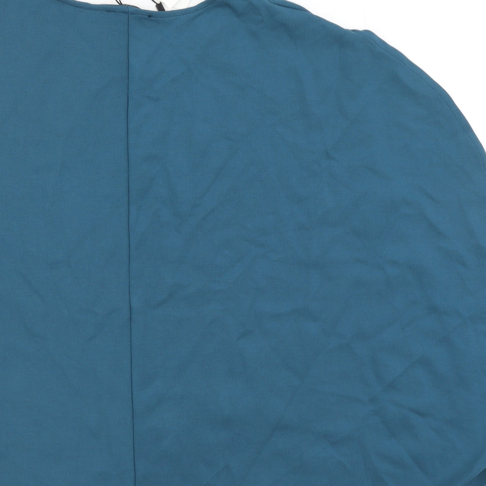 Zara Womens Blue Lyocell Basic Blouse Size L Round Neck