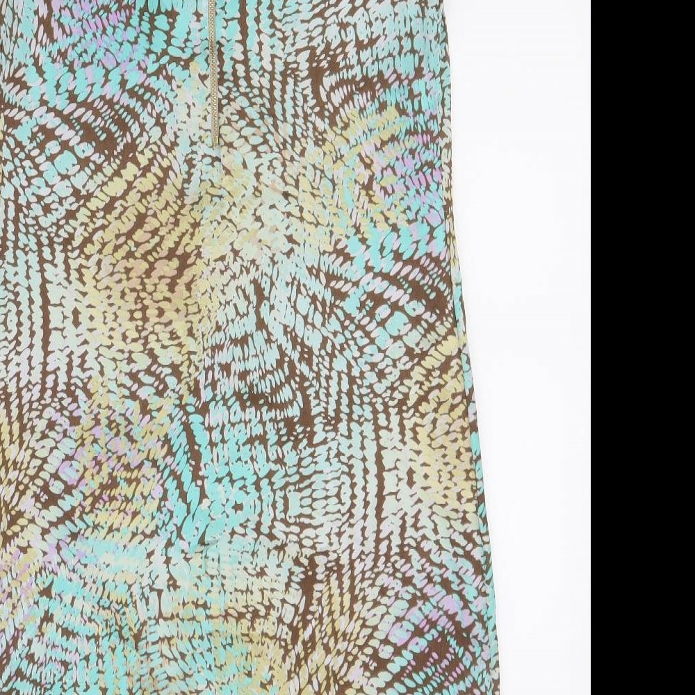 Marks and Spencer Womens Multicoloured Geometric Polyester Shift Size 8 Boat Neck Zip