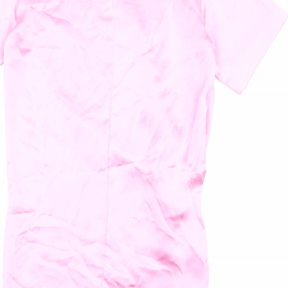 Zara Womens Pink Polyester T-Shirt Dress Size XS Round Neck Zip