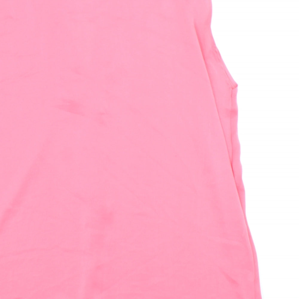 Marks and Spencer Womens Pink Polyester Basic Tank Size 14 V-Neck