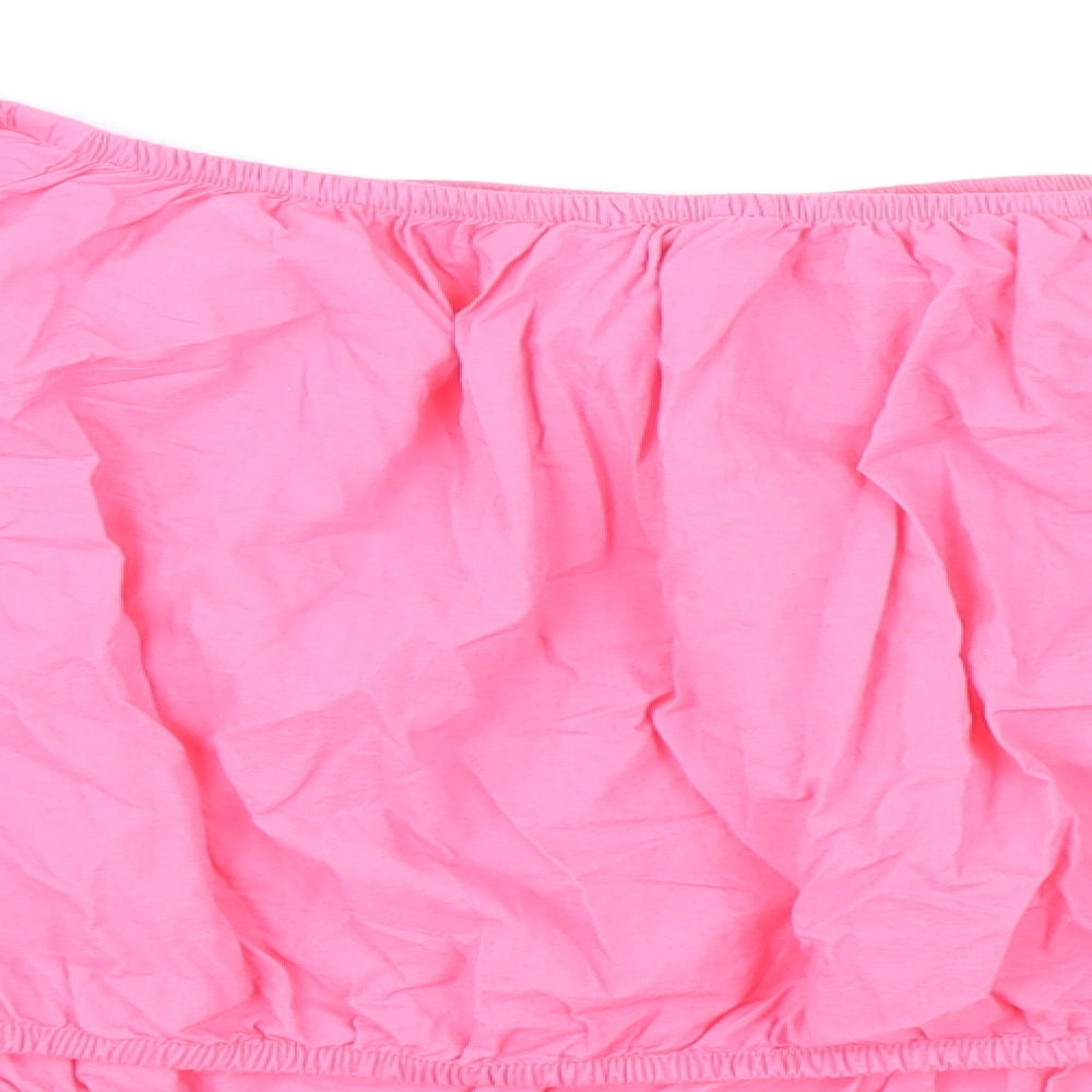 Marks and Spencer Womens Pink 100% Cotton Cropped Blouse Size 20 Boat Neck - Flower Detail