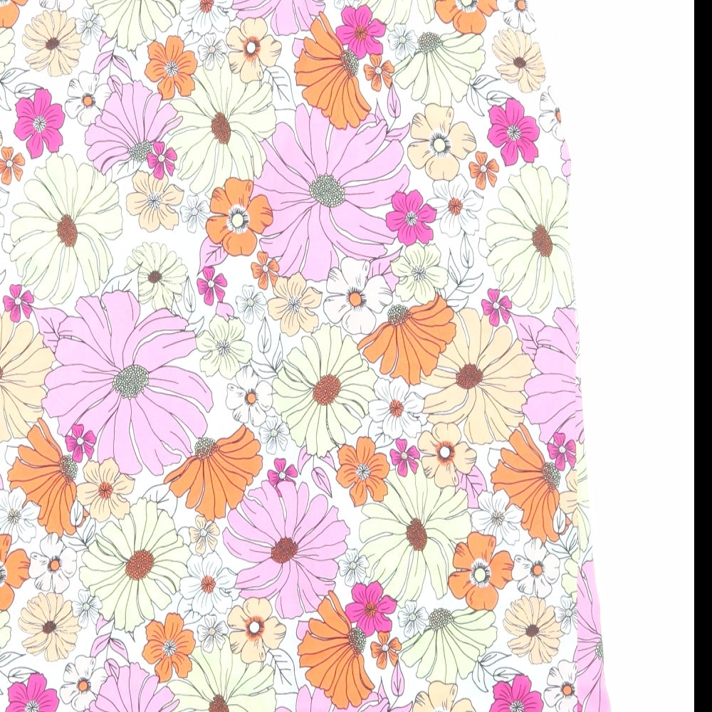 Marks and Spencer Womens Multicoloured Floral Polyester Basic Blouse Size 8 V-Neck