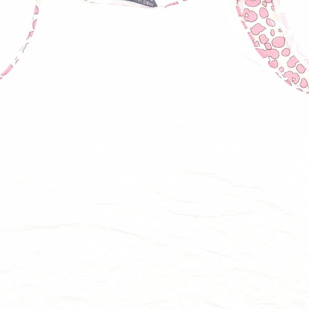Marks and Spencer Womens Pink Animal Print Polyester Basic Tank Size 22 Round Neck - Leopard Print