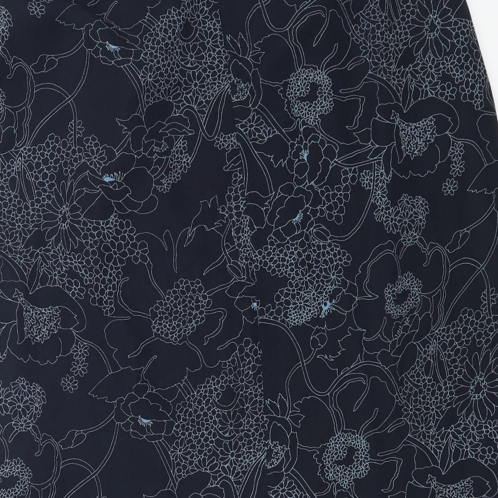 ELVI Womens Blue Floral Polyester Straight & Pencil Skirt Size 36 Zip