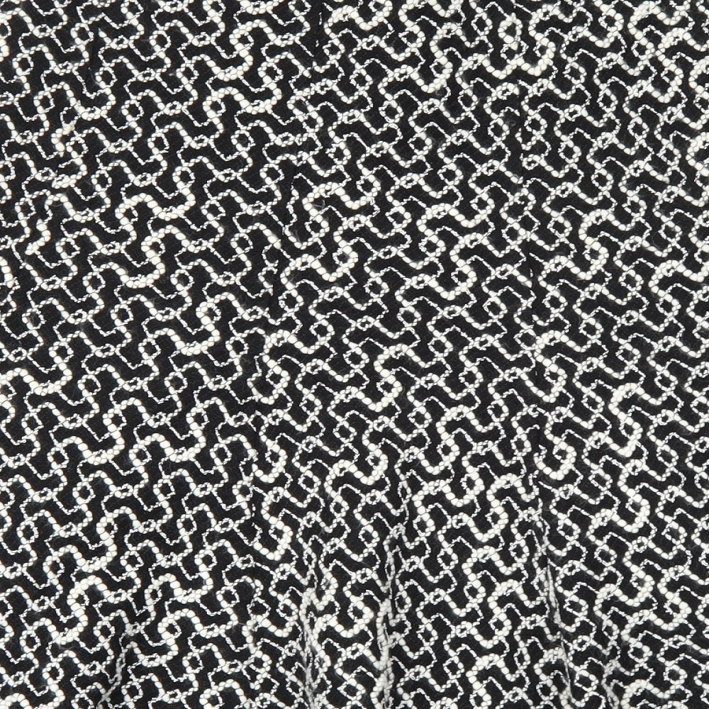 Essentials Womens Black Geometric Wool Flare Skirt Size 12 Zip