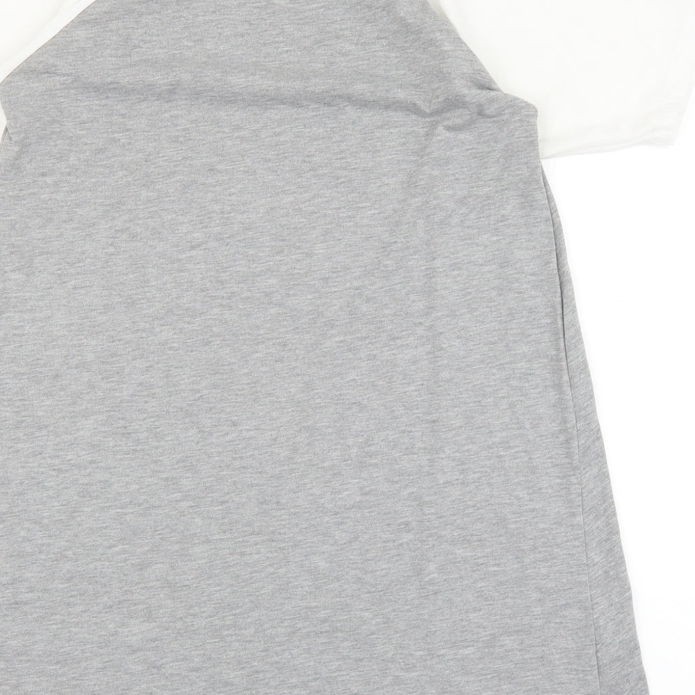 ASOS Womens Grey Viscose T-Shirt Dress Size 10 Round Neck Zip