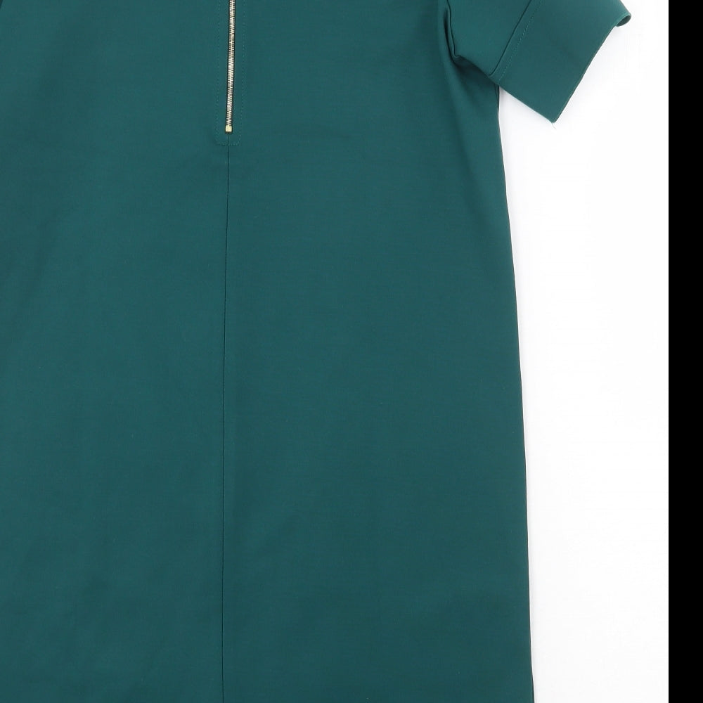 Gerard Darel Womens Green Viscose Shift Size 10 Round Neck Zip