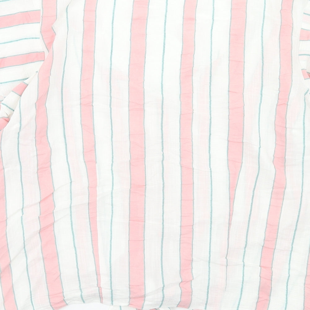 Papaya Womens Multicoloured Striped Viscose Basic Blouse Size 8 V-Neck - Tie Front