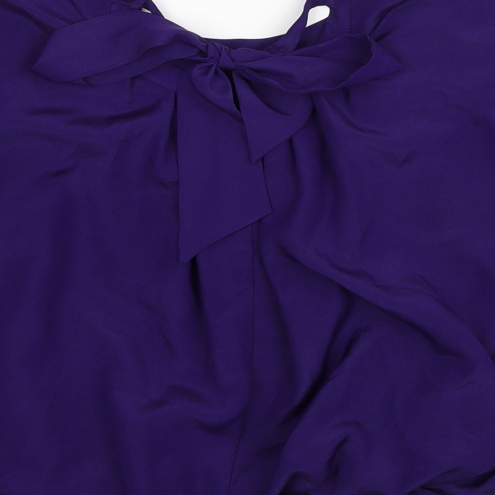 Marks and Spencer Womens Purple Polyester Basic Blouse Size 8 Scoop Neck